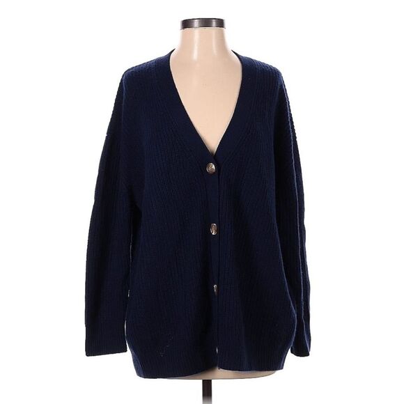 Quince 100% Cashmere Mongolian Oversized Jenni Kayne Boyfriend Cardigan Navy XS - Picture 2 of 9
